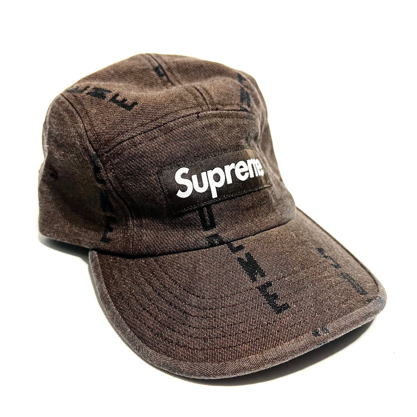 Supreme Logo Striped Jacquard Denim Camp Hat